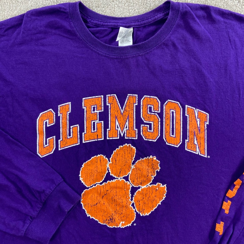 Gildan Clemson Tigers Shirt Mens 3XL Purple Long Sleeve Graphic Tee NCAA